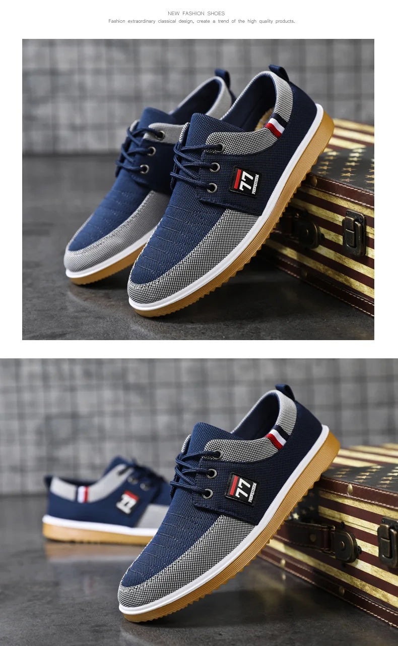Summer Men's Canvas Shoes Lightweight Men's Casual Mesh Breathable Flats Vulcanized Shoes 2025 Classic Lace Up Sneakers for Men