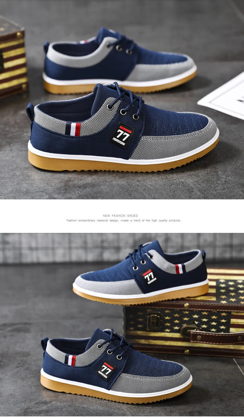 Summer Men's Canvas Shoes Lightweight Men's Casual Mesh Breathable Flats Vulcanized Shoes 2025 Classic Lace Up Sneakers for Men