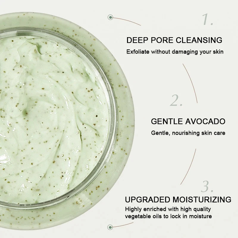 250 g/8,82 oz Avocado-Gesichtspeeling, Zuckerpeeling, Tiefenreinigung, feuchtigkeitsspendendes Gesichtspeeling für alle Hauttypen, 1 Stück