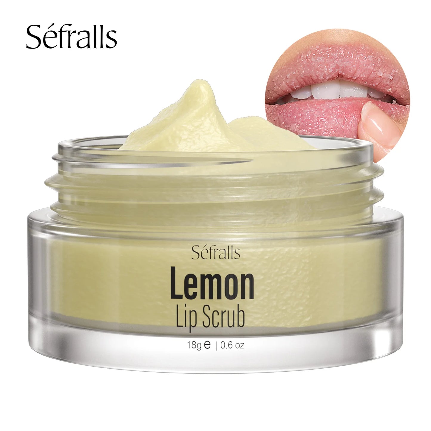Séfralls Lemon Lip Polish Cream, 18 g. Peeling und feuchtigkeitsspendend – sanftes Lippenpeeling reduziert Lippenfältchen, pflegt und verleiht den Lippen Glanz