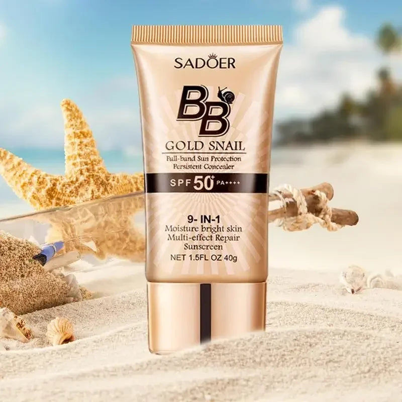 SPF50+ Gold Snail Sonnenschutz BB Cream Whitening Foundation Concealer Feuchtigkeitsspendend Langanhaltend Gleichmäßiger Hautton Make-up-Grundlage Primer