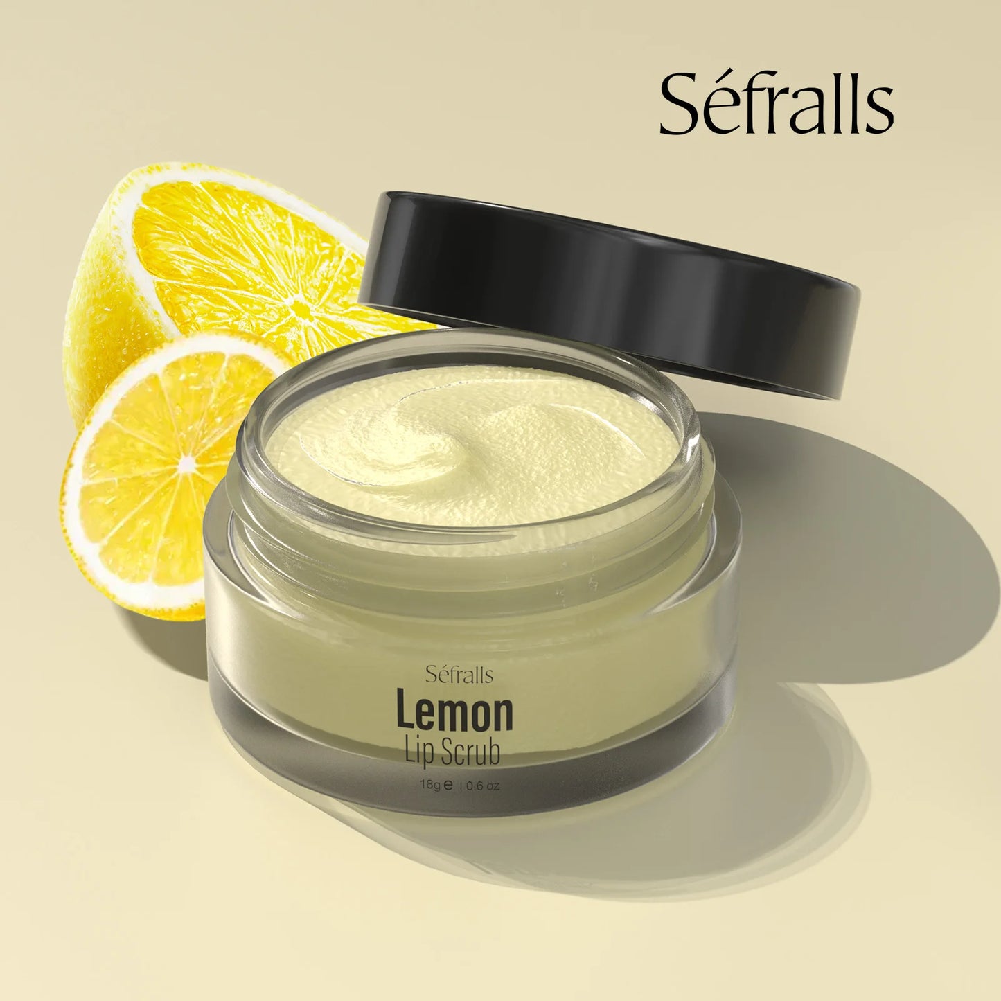 Séfralls Lemon Lip Polish Cream, 18 g. Peeling und feuchtigkeitsspendend – sanftes Lippenpeeling reduziert Lippenfältchen, pflegt und verleiht den Lippen Glanz