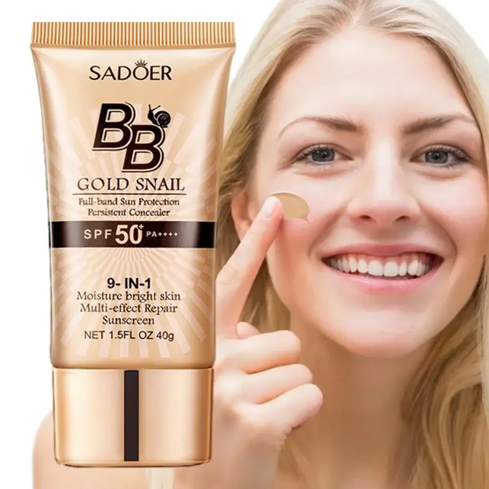 SPF50+ Gold Snail Sonnenschutz BB Cream Whitening Foundation Concealer Feuchtigkeitsspendend Langanhaltend Gleichmäßiger Hautton Make-up-Grundlage Primer