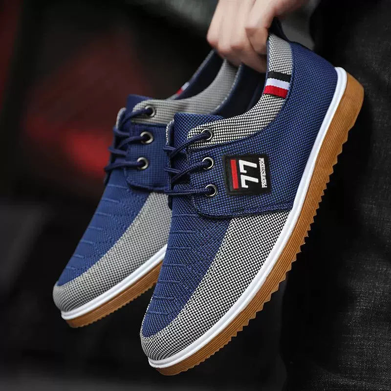 Summer Men's Canvas Shoes Lightweight Men's Casual Mesh Breathable Flats Vulcanized Shoes 2025 Classic Lace Up Sneakers for Men