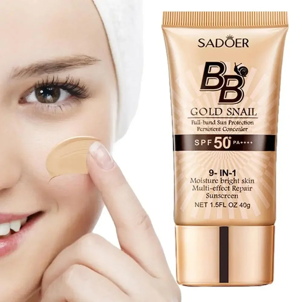 SPF50+ Gold Snail Sonnenschutz BB Cream Whitening Foundation Concealer Feuchtigkeitsspendend Langanhaltend Gleichmäßiger Hautton Make-up-Grundlage Primer