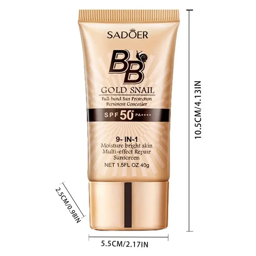 SPF50+ Gold Snail Sonnenschutz BB Cream Whitening Foundation Concealer Feuchtigkeitsspendend Langanhaltend Gleichmäßiger Hautton Make-up-Grundlage Primer