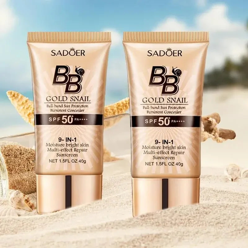 SPF50+ Gold Snail Sonnenschutz BB Cream Whitening Foundation Concealer Feuchtigkeitsspendend Langanhaltend Gleichmäßiger Hautton Make-up-Grundlage Primer