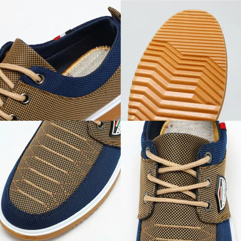 Summer Men's Canvas Shoes Lightweight Men's Casual Mesh Breathable Flats Vulcanized Shoes 2025 Classic Lace Up Sneakers for Men