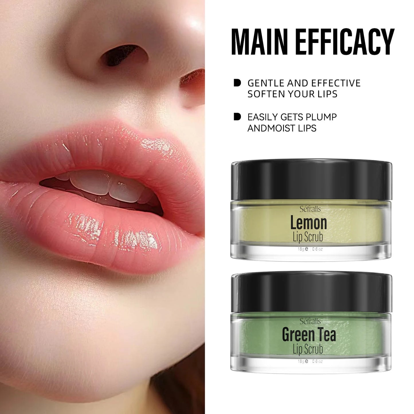 Séfralls Lemon Lip Polish Cream, 18 g. Peeling und feuchtigkeitsspendend – sanftes Lippenpeeling reduziert Lippenfältchen, pflegt und verleiht den Lippen Glanz