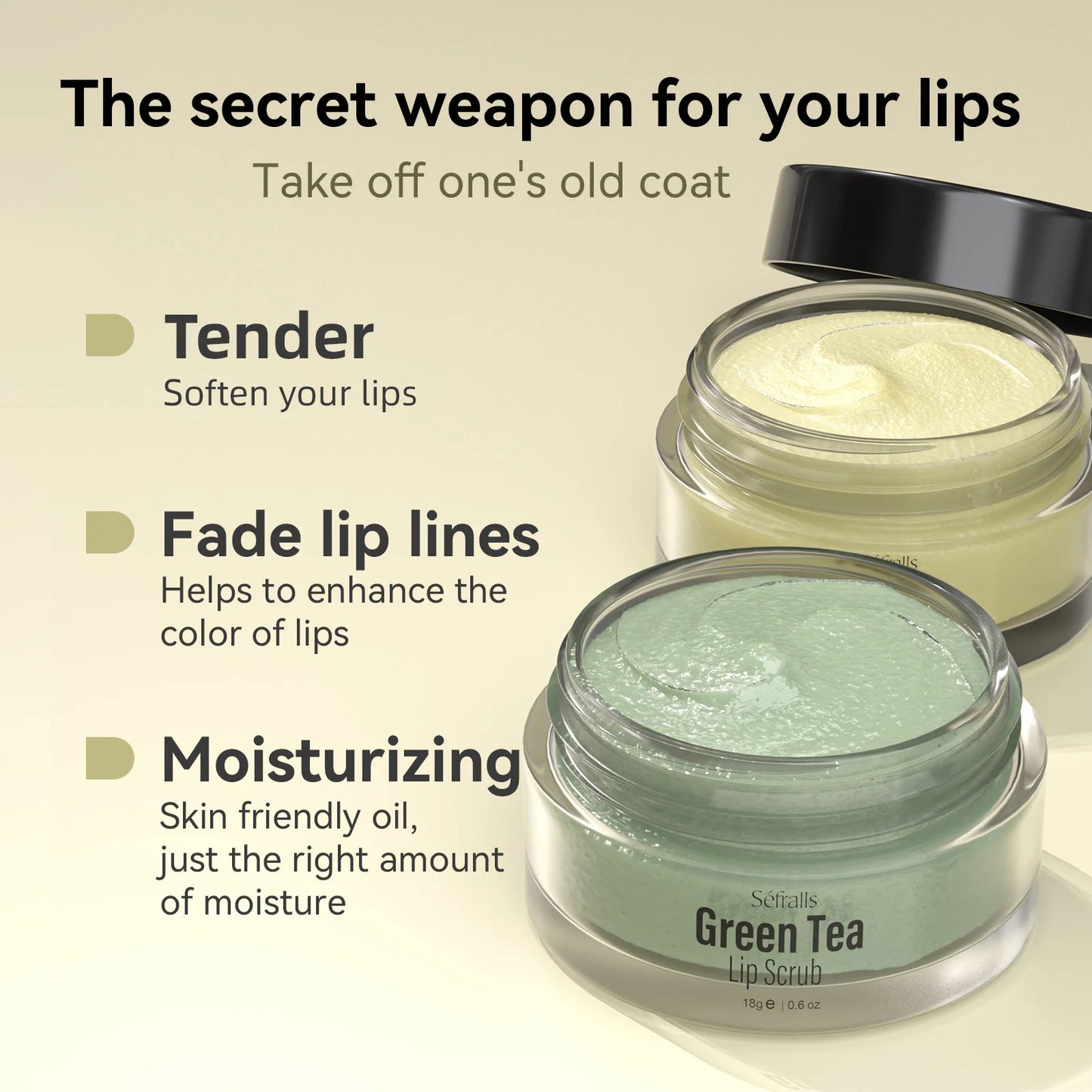 Séfralls Lemon Lip Polish Cream, 18 g. Peeling und feuchtigkeitsspendend – sanftes Lippenpeeling reduziert Lippenfältchen, pflegt und verleiht den Lippen Glanz