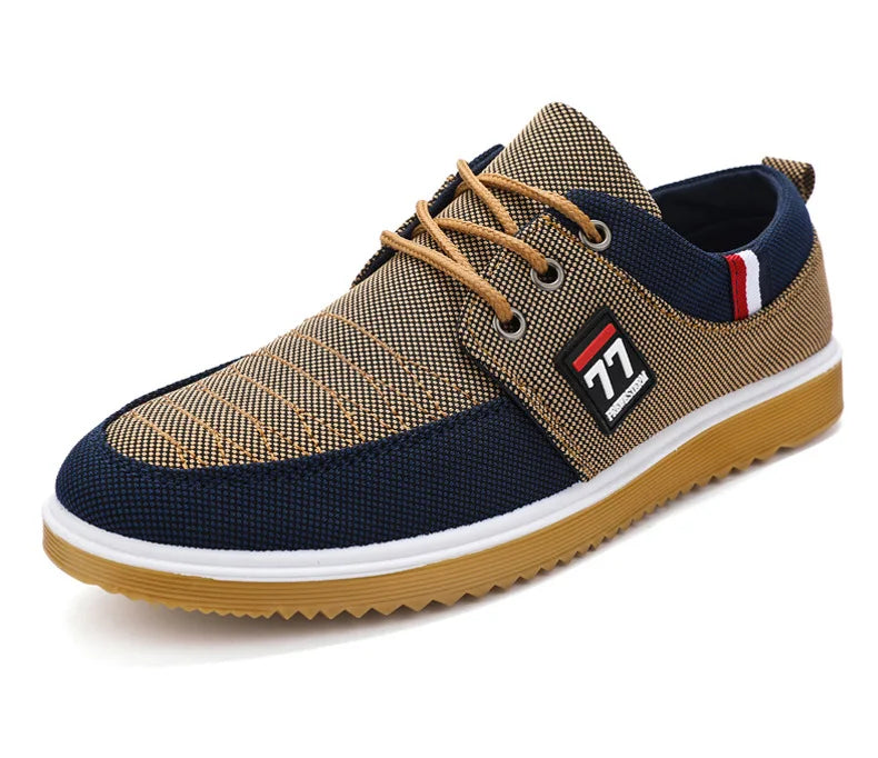 Summer Men's Canvas Shoes Lightweight Men's Casual Mesh Breathable Flats Vulcanized Shoes 2025 Classic Lace Up Sneakers for Men