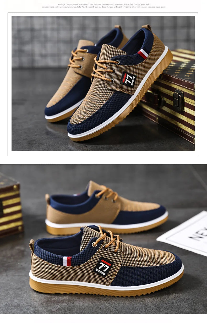 Summer Men's Canvas Shoes Lightweight Men's Casual Mesh Breathable Flats Vulcanized Shoes 2025 Classic Lace Up Sneakers for Men