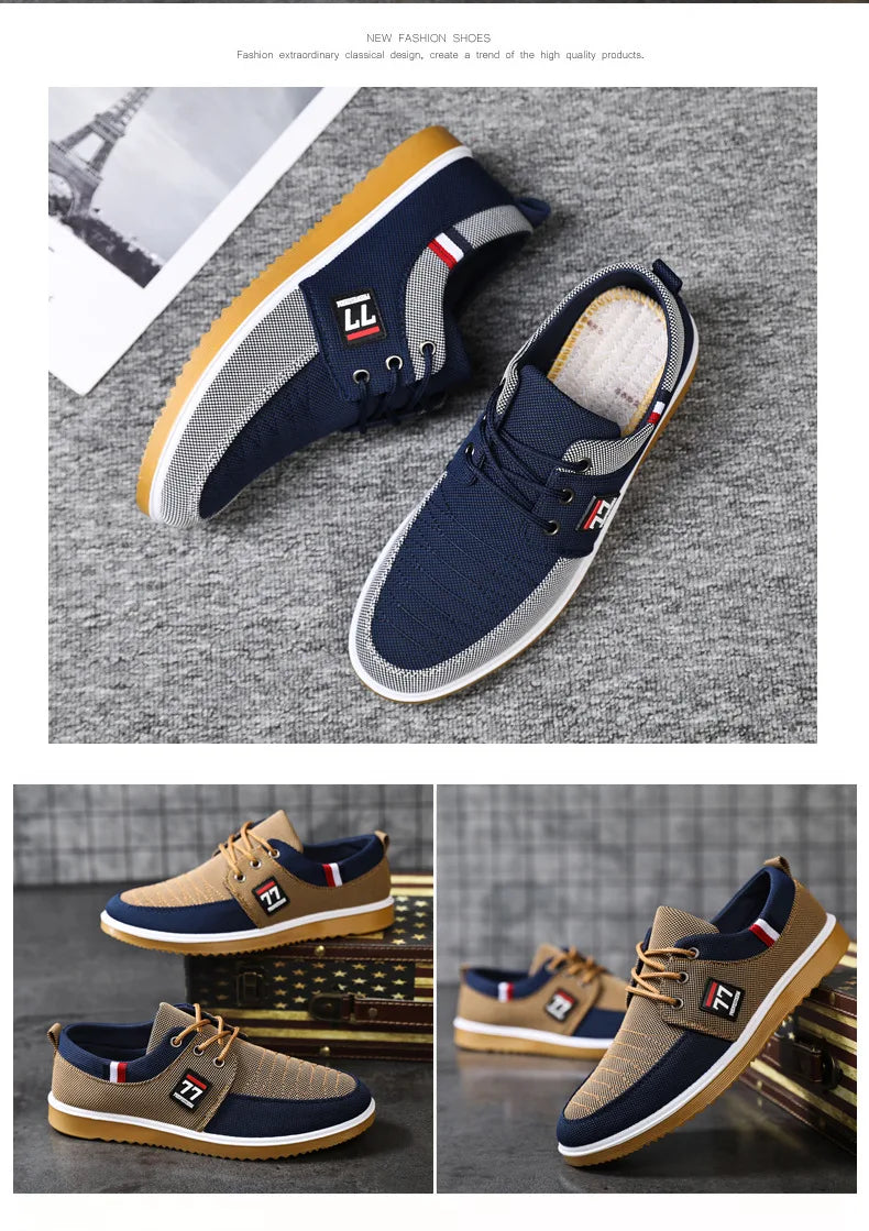 Summer Men's Canvas Shoes Lightweight Men's Casual Mesh Breathable Flats Vulcanized Shoes 2025 Classic Lace Up Sneakers for Men