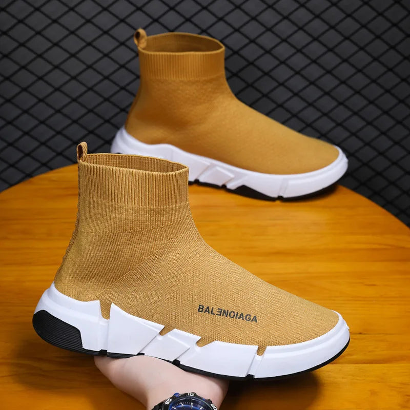 Summer New Men Sneakers High Top Breathable Mesh Casual Sock Shoes Platform Light Running Fitness Sports Shoes Zapatillas Hombre