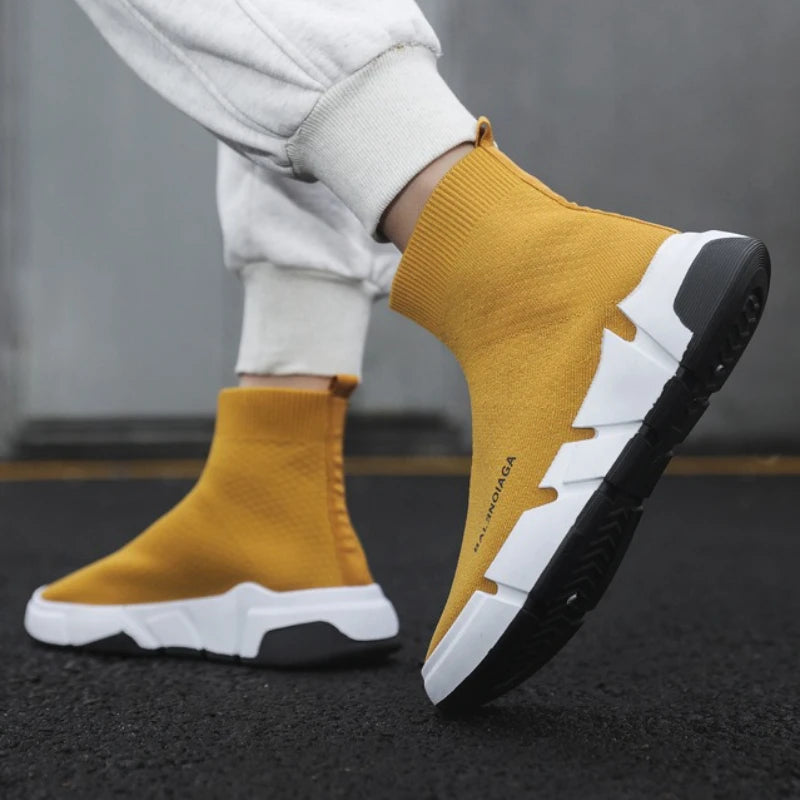 Summer New Men Sneakers High Top Breathable Mesh Casual Sock Shoes Platform Light Running Fitness Sports Shoes Zapatillas Hombre