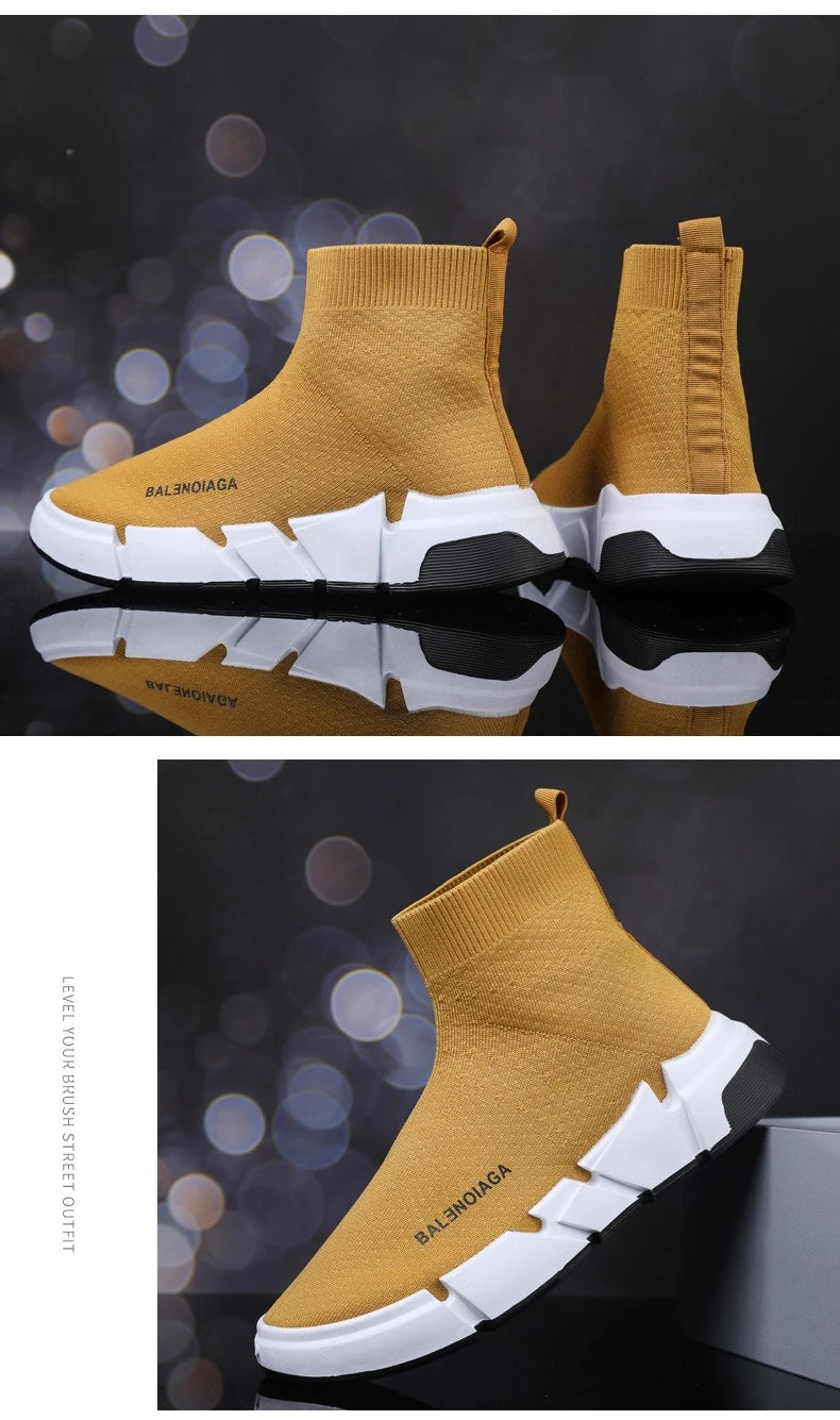 Summer New Men Sneakers High Top Breathable Mesh Casual Sock Shoes Platform Light Running Fitness Sports Shoes Zapatillas Hombre