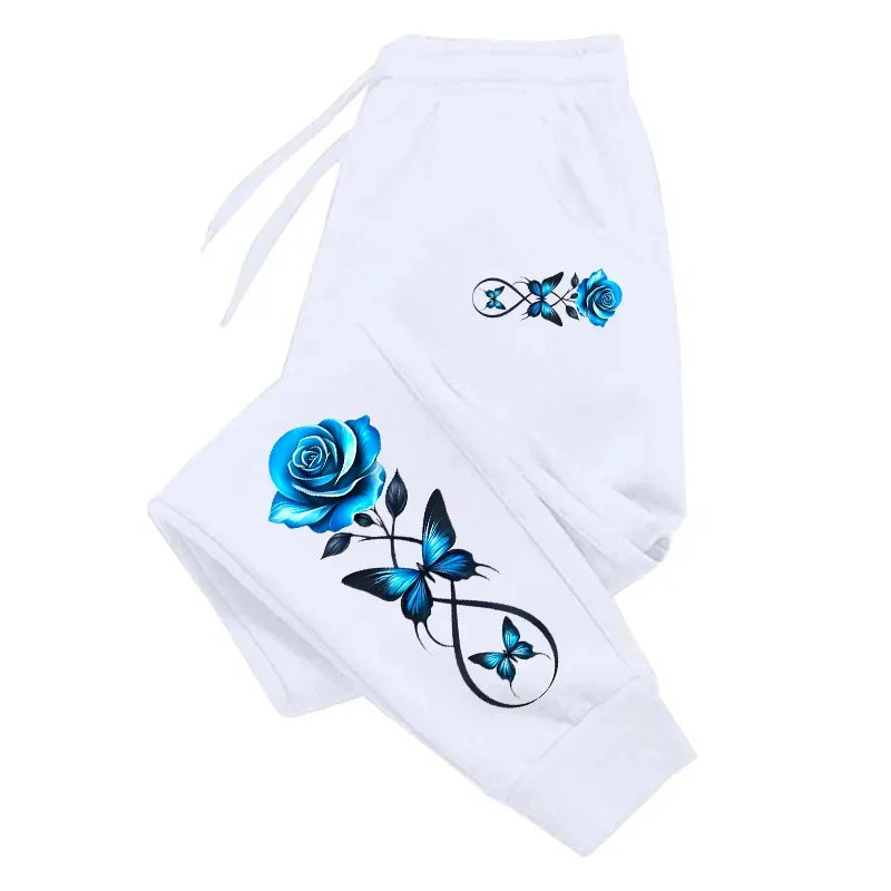 Flower Print Casual High Quality Outdoor Women's Pants Sweatpants Woman Trousers Jogging Drawstring Sports Hot Sales Sweatpants