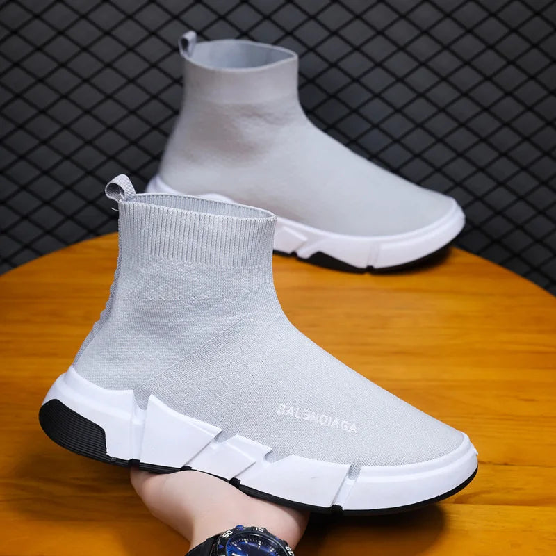 Summer New Men Sneakers High Top Breathable Mesh Casual Sock Shoes Platform Light Running Fitness Sports Shoes Zapatillas Hombre
