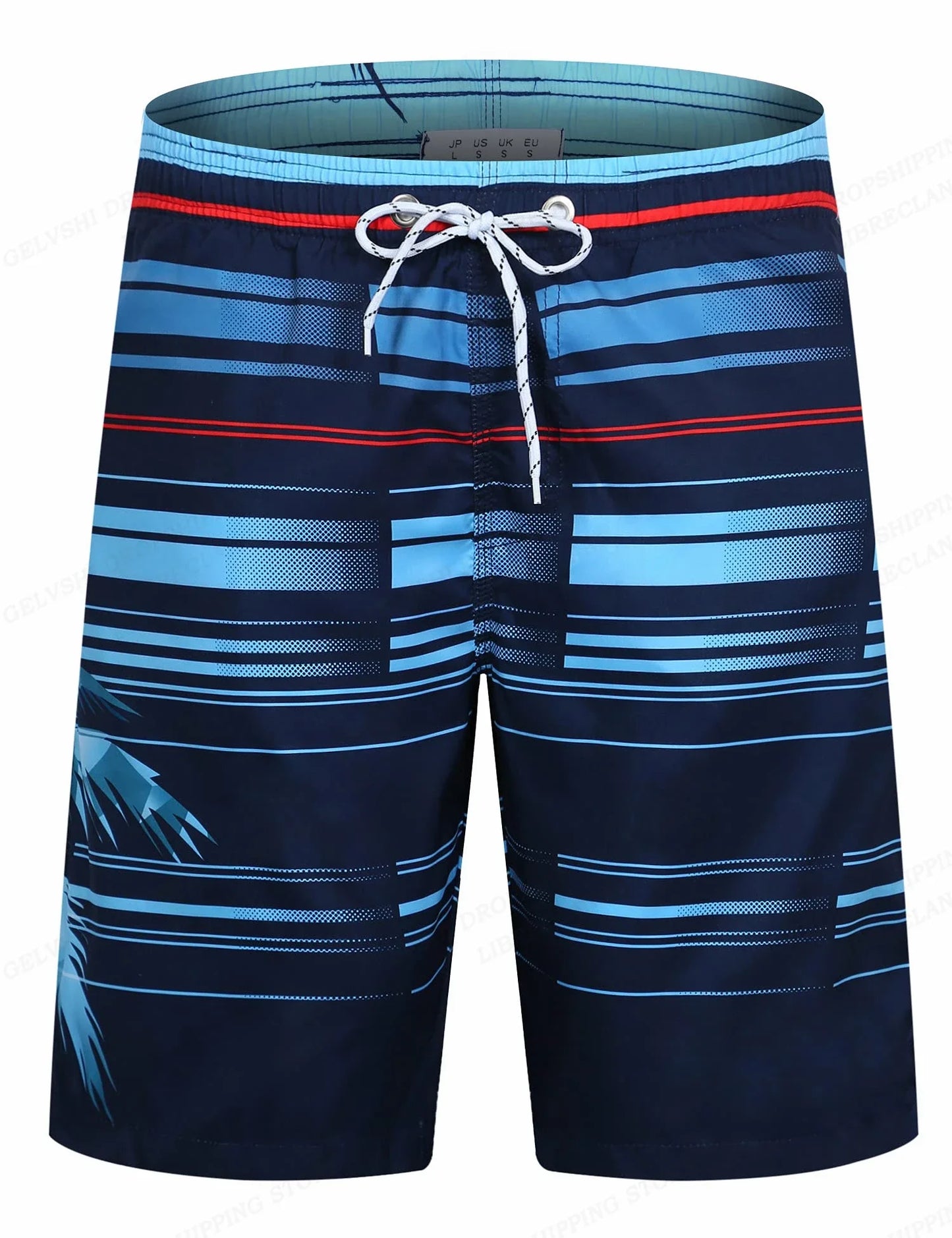 2025 hot selling checkered color block men's vacation 3D printed geometric board shorts swimming pants elastic drawstring Hawaii