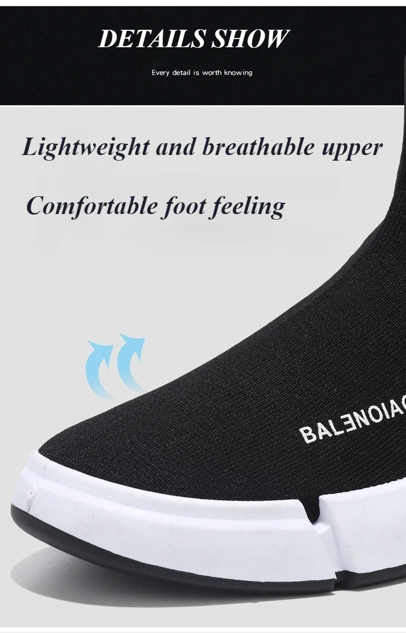 Summer New Men Sneakers High Top Breathable Mesh Casual Sock Shoes Platform Light Running Fitness Sports Shoes Zapatillas Hombre