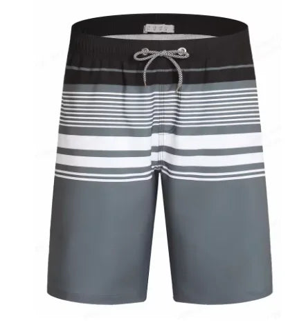 2025 hot selling checkered color block men's vacation 3D printed geometric board shorts swimming pants elastic drawstring Hawaii