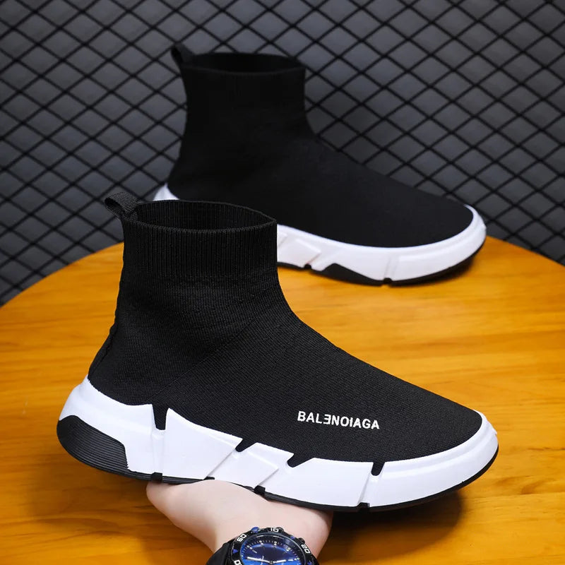 Summer New Men Sneakers High Top Breathable Mesh Casual Sock Shoes Platform Light Running Fitness Sports Shoes Zapatillas Hombre