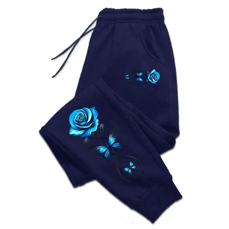 Flower Print Casual High Quality Outdoor Women's Pants Sweatpants Woman Trousers Jogging Drawstring Sports Hot Sales Sweatpants
