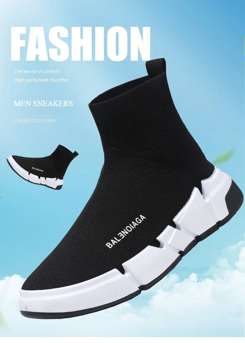 Summer New Men Sneakers High Top Breathable Mesh Casual Sock Shoes Platform Light Running Fitness Sports Shoes Zapatillas Hombre